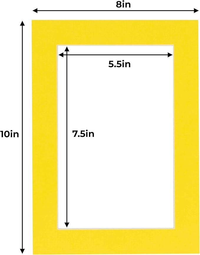 6x8 Mat for 8x10 Frame - Precut Mat Board Acid-Free Show Kit with Backing Board, and Clear Bags Yellow 6x8 Photo Matte Made to Fit a 8x10 Picture Frame Matboard for Framing, Pack of 1 Mat