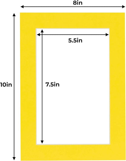 6x8 Mat for 8x10 Frame - Precut Mat Board Acid-Free Show Kit with Backing Board, and Clear Bags Yellow 6x8 Photo Matte Made to Fit a 8x10 Picture Frame Matboard for Framing, Pack of 1 Mat