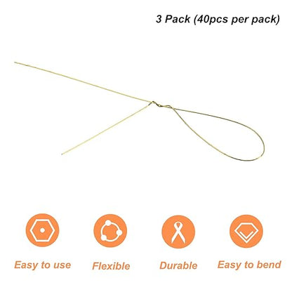 PATIKIL 32 Inch 22 Gauge Floral Stem Wire, 3 Pack/120 Pieces Bouquet Stem Paper Wrapped for DIY Crafts Flower Arrangements, Gold Tone