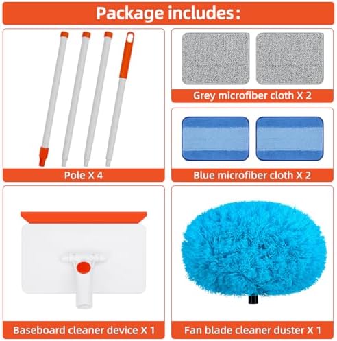 Baseboard Cleaner Tool with Handle, Extendable Long Handle Baseboard Cleaning - Image 6
