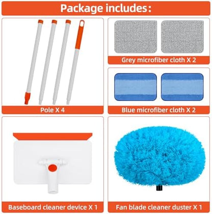 Baseboard Cleaner Tool with Handle, Extendable Long Handle Baseboard Cleaning - Image 6