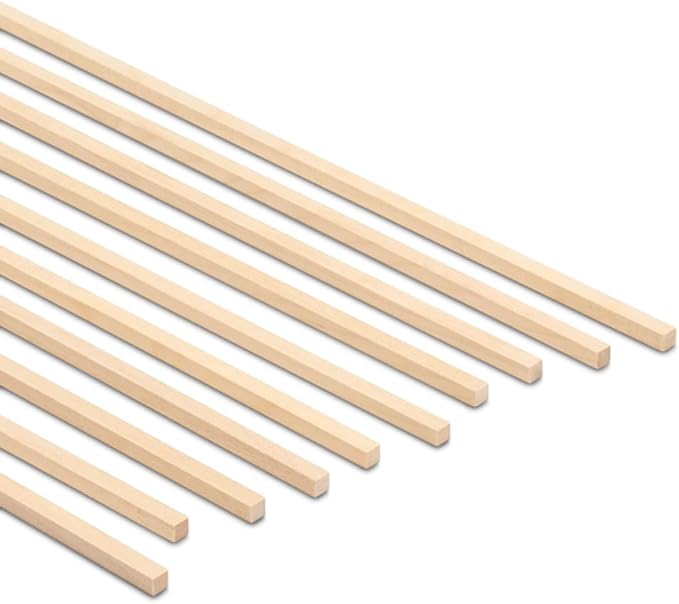Wood Square Dowel Rods 3/16-inch x 48 Pack of 50 Wooden Craft Sticks for Crafts and Woodworking by Woodpeckers