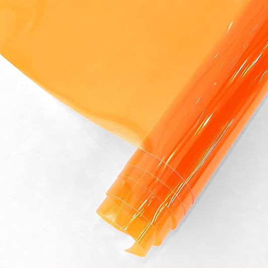HYANG Orange Transparent PVC Super Clear Holographic Vinyl Faux Leather Sheets 1 Roll 12" x 47" (30cm x 120cm) for DIY Bows Earrings Bags DIY Crafts Making