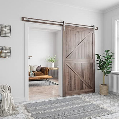 SMARTSTANDARD 8 Feet Brushed Nickel Barn Hardware Kit, Fit 42-48" W Door - Image 3