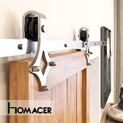 Homacer Brushed Nickel Non-Bypass Sliding Barn Door Hardware Kit, - Image 6