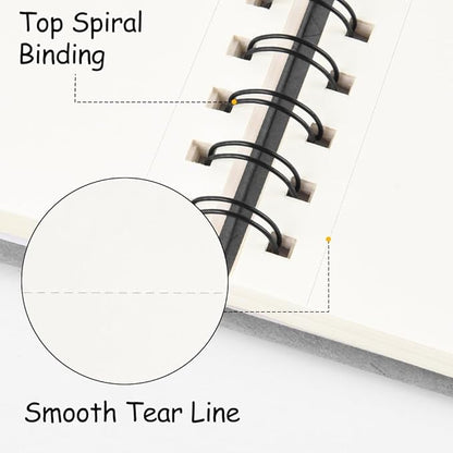 8.3x5.8 Sketch Book, Top Spiral Bound Sketch Pad, 60sheets 92lb/150gsm Nature White Paper, Acid-Free Mixed Media Paper for Painting, Dawing & Art Supplies. N-Grey