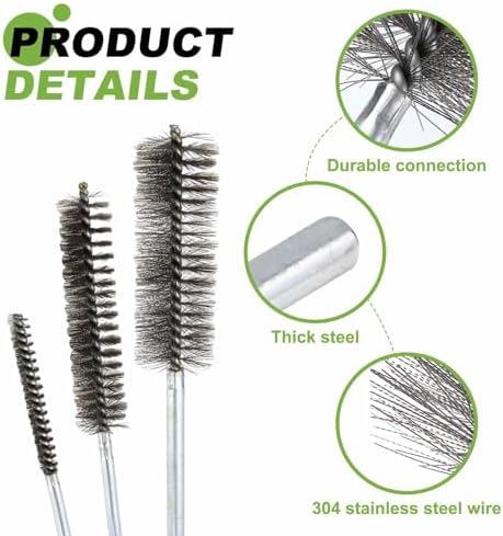 HARFINGTON 4pcs Wire Bore Brush 6 x 1/8" 1/8 Inch Shank Stainless Steel - Image 4
