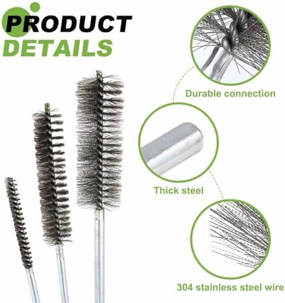 HARFINGTON 4pcs Wire Bore Brush 6 x 1/8" 1/8 Inch Shank Stainless Steel - Image 4