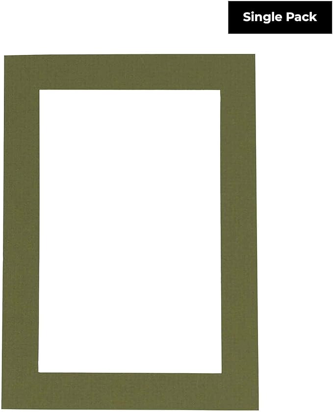8x10 Mat for 6x8 Photo - Precut Dill Green Picture Matboard for Frames Measuring 8 x 10 Inches - Bevel Cut to Display Art Measuring 6 x 8 Inches - Acid Free ONE MAT with Backing Board & Clear Bag