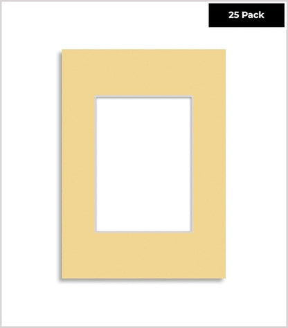 Pack of 25 Acid Free 8x10 Mats Bevel Cut for 5x8 Photos - Marzipan Beige Precut Matboards With Backing Boards and Clear Photo Mat Bags For Pictures, Photos, Framing - 4-ply Thickness