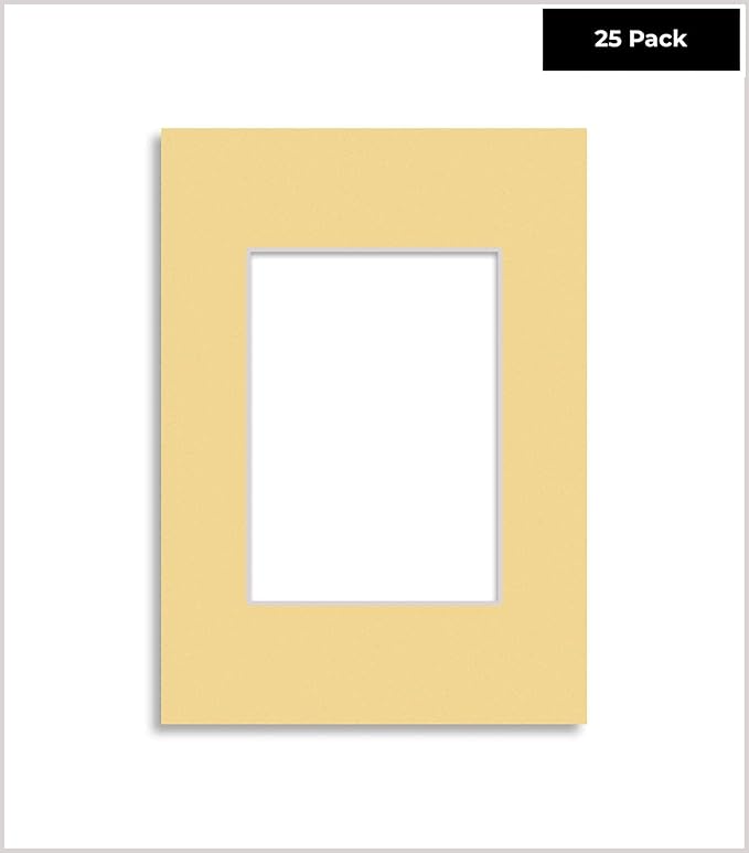 Pack of 25 Acid Free 8x10 Mats Bevel Cut for 5x8 Photos - Marzipan Beige Precut Matboards For Pictures, Photos, Framing - 4-ply Thickness