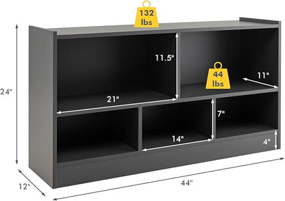 Tangkula 5 Cube Bookcase, 2 Tier Wooden Storage Open Bookshelf, Multipurpose Display Storage Cabinet for Living Room, Bedroom, Hallway, Kid's Playroom, Reading Nook (Grey)