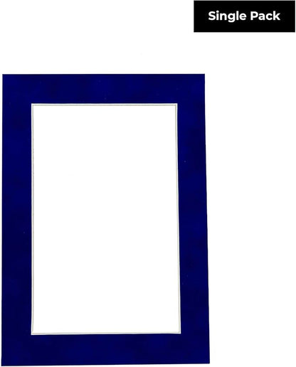 8x10 Mat Bevel Cut for 5.5x8.5 Photos - Acid Free Royal Blue Suede Precut Matboard With Backing Board and Crystal Clear, Self Seal Photo Mat Bag - For Pictures, Photos, Framing - 4-ply Thickness
