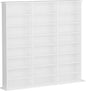 Prepac 3 Column 51" Tall White Display Multimedia Cabinet, Wood Media Storage with Removable Sheves, Modern Multimedia Storage Unit with 21 Adjustable Shelves for Books, DVDs and Collectibles, White