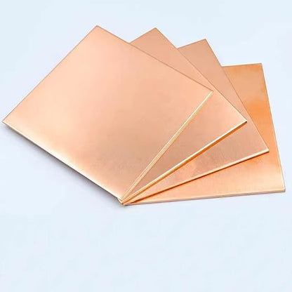 4 Pcs 99.9% Pure Copper Sheet, 4" x 4", 18 Gauge(1mm) Thickness, Double Sided Film Attached Copper Sheets Metal Plates for Crafting, Modelers, Jewelry, Repairs, Electrical