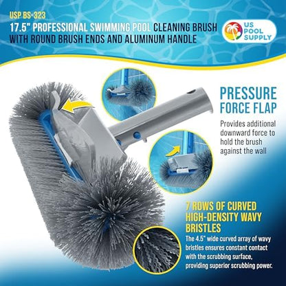 U.S. Pool Supply 17.5" Pool Brush Head Round Hemispherical Ends Inground - Image 2
