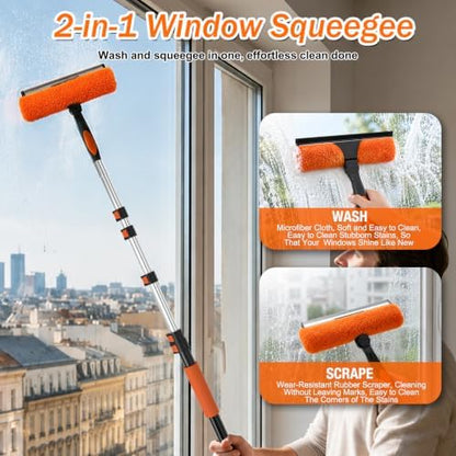 SISUPASSIE 30FT Reach High Ceiling Duster Kit, Window Cleaning kit - Image 5