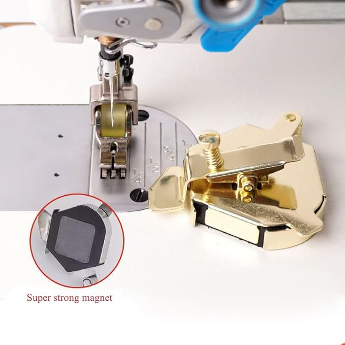 Bequilter Upgraded Multifunctional Magnetic Seam Guide for Sewing Machines, Adjustable Sewing Guide for Precise Stitching, Universal Sewing Supplies and Accessories (Silver and Gold)