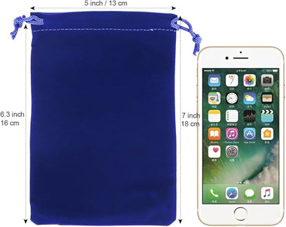 HRX Package 20pcs Velvet Jewelry Bags, 5x7 inch Blue Cloth Gift Drawstring Pouches Baggies Sacks for Dice Ornament
