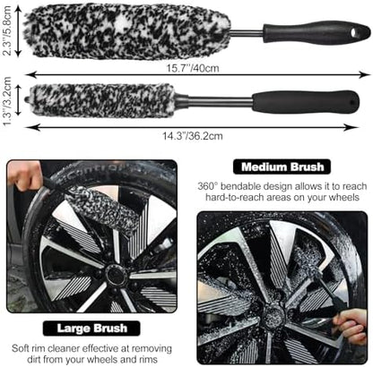 12Pcs Wheel Brush Kit for Cleaning Wheel and Tire, Wheel and Rim Brush - Image 2