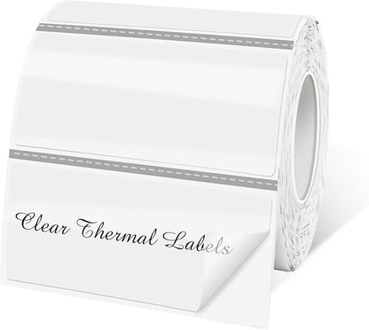 1" x 2" Transparent Thermal Label Stickers,Waterproof Thermal Printer Sticker Labels for Gift Wrapping, Self-Adhesive Name Price Tag DIY Custom Logo Design (500 pcs,Clear)