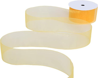 ITIsparkle 11/2" Inch Organza Ribbon 25 Yards-Roll Set for Gift Wrapping Cake Decoration Party Favor Hair Bow Baby Shower Decoration Floral Arrangement Craft Supplies Sheer Ribbon, Yellow Gold