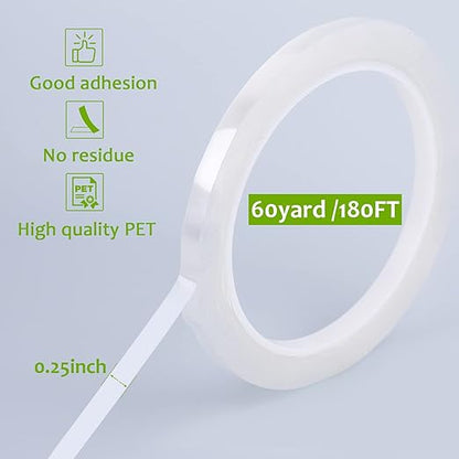 GLAMFIELDS 3 Rolls 1/4" 60Yd Floral Tapes,Clear Floral Tape,White Floral Tape for Bouquet Stem Wrap, Waterproof Florist Tape for Flower Arrangements Supplies Craft Corsages Wedding 60 Yd/Roll