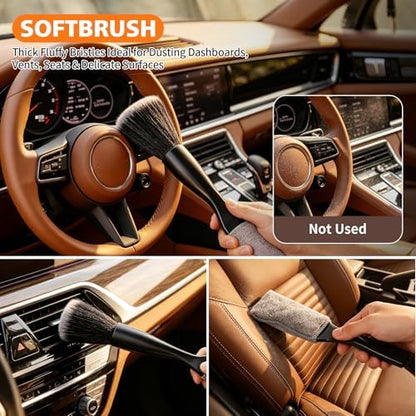 8PCS Car Detailing Brush Set, Car Interior and Exterior Soft Bristle Cleaning - Image 5