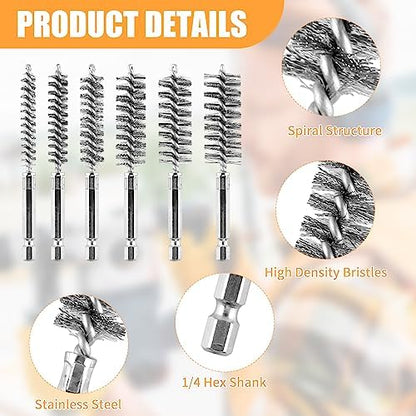 12 Pieces Wire Brush Drill Bore Cleaning Brush Set - Image 3