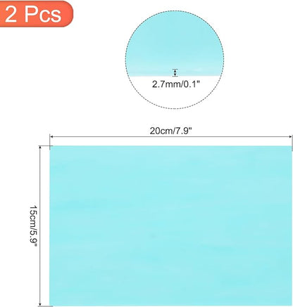 MECCANIXITY 2 Pcs Stained Glass Sheet Mosaic Tile 7.9 Inch x 5.9 Inch Sky Blue Stained Glass Sheets for Crafts DIY Art Project
