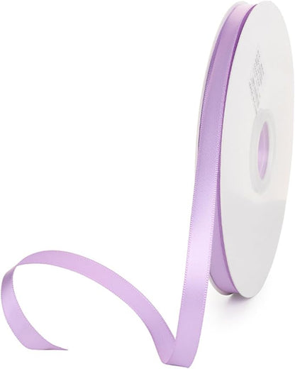 3/8" x 100 Yards Light Lilac Polyester Satin Ribbon Single Faced Bulk Fabric Ribbons for Gift Wrapping, Crafting and DIY Projects, Scrapbooking, Bows and Card Making