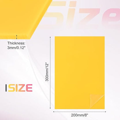 uxcell Acrylic Sheets 12x8 Inch Acrylic Panel 1/8 Inch-3mm Plastic Board for Picture Frames Sign Holders DIY Display Projects Craft, Yellow