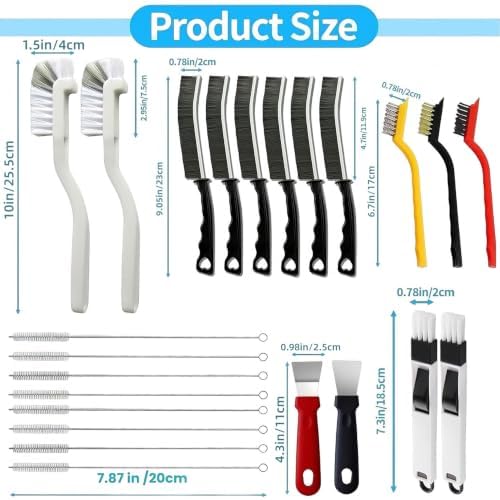 23Pcs Crevice Cleaning Brush Set, Hard Bristle Scrub Brushes Tools - Image 2