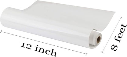 Guangyintong White Heat Transfer Vinyl HTV Rolls, 12" x 8ft Glossy Surface Iron on Vinyl for T-Shirts, All Cutter Machines, Easy to Cut & Weed