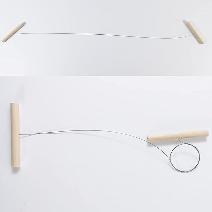 Ioffersuper 12Pcs Wire Clay Cutter with Wood Handle Easy to Use Steel Wire Cutting Tools for Cheese Plasticine Dough Mud Line Pottery Clay Ceramic Art Sculpture Cutting Cutting Pottery Tools Supplies