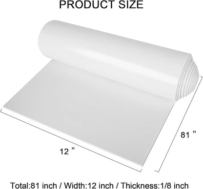 Neoprene Sponge Rubber Foam Sheets with Adhesive Backing, 12" x 81" x 1/8" White Foam Roll Insulation Board Soundproof Neoprene Mat, Great for Cosplay Padding, DIY, Gaskets, Costume, Crafts