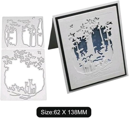 Metal Cutting Dies DIY Merry Christams Embossing Stencil Template Scrapbooking Card Making Mold Photo Album Arts Crafts Tools (Christmas deer-14x6.3cm)