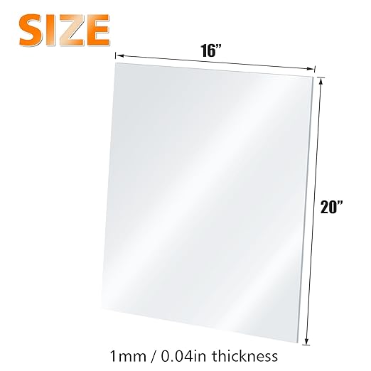 Egofine Plexiglass Sheets Acrylic Sheets 6 Pack of 16x20’’ 0.04 Thick Clear Plastic Cast Transparent Plexi Glass for Crafting Projects, Replacement Picture Frame Glass, DIY Display, Easy to Cut