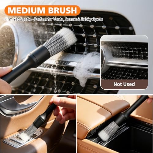 8PCS Car Detailing Brush Set, Car Interior and Exterior Soft Bristle Cleaning - Image 4