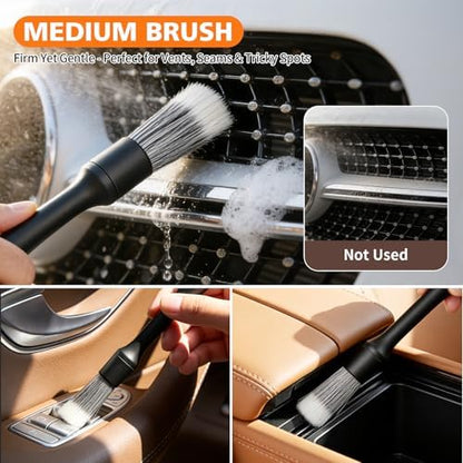 8PCS Car Detailing Brush Set, Car Interior and Exterior Soft Bristle Cleaning - Image 4