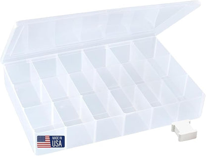 Embroidery Floss Organizer Box with 50 Cardboard Bobbins - 17 Compartments Clear embroidery thread organizer box, Snap-Tight Clear Sewing Organizer - Jewelry Bead Holder (Made in USA)