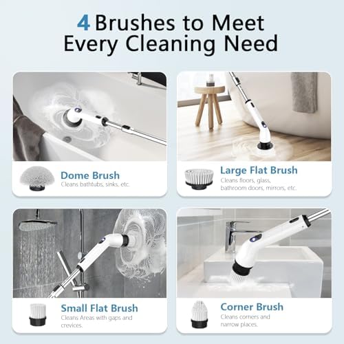 TUYU Electric Spin Scrubber, 8 Replaceable Brush Heads - Image 3