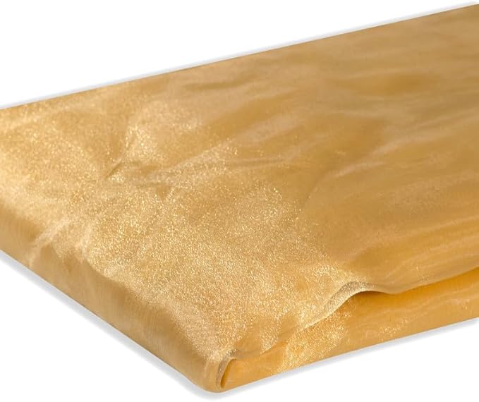 Fynite Champagne Gold Organza Fabric by The Yard | 2 Yard Long | 44" Wide | Bridal Soft Sheer Organza Tulle for DIY Wedding Dress Fashion Craft Decorations