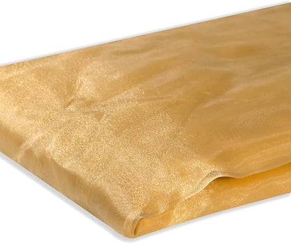 Fynite Champagne Gold Organza Fabric by The Yard | 2 Yard Long | 44" Wide | Bridal Soft Sheer Organza Tulle for DIY Wedding Dress Fashion Craft Decorations