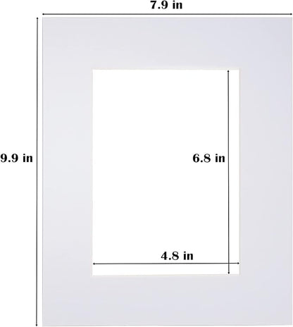 Egofine 8x10 White Picture Mats Pack of 25, Frame Mattes for 5x7 Pictures, Acid Free, 1.2mm Thickness, with Core Bevel Cut
