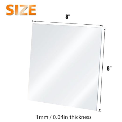 Egofine Plexiglass Sheets Acrylic Sheets 12 Pack of 8x8’’ 0.04 Thick Clear Plastic Cast Transparent Plexi Glass for Crafting Projects, Replacement Picture Frame Glass, DIY Display, Easy to Cut