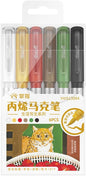 6 Color Acrylic Paint Markers, Brush Tip Acrylic Paint Pens With Visual Ink Window, Fabric Paint Markers for Clothes, Textile - High Coverage on Wood, Glass, Rock - DIY Art Supplies for Kids, Adults
