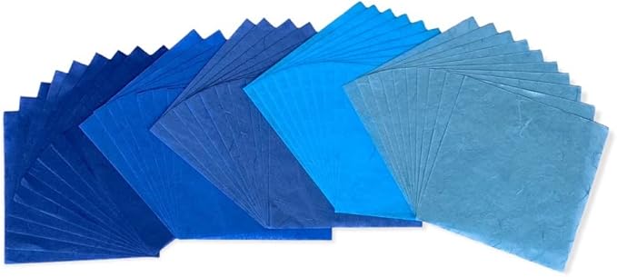 50 Sheets 6 x 6 Inches Natural Fiber Mulberry paper Sheets Square Origami Paper Arts Folding Craft, Decoration Paper, Square Folding Paper for DIY Crafts (Ocean Blue Tone, 6x6 Inch)