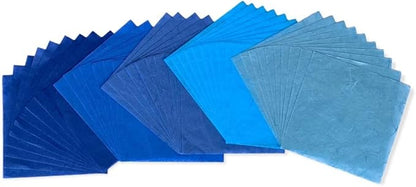 50 Sheets 6 x 6 Inches Natural Fiber Mulberry paper Sheets Square Origami Paper Arts Folding Craft, Decoration Paper, Square Folding Paper for DIY Crafts (Ocean Blue Tone, 6x6 Inch)