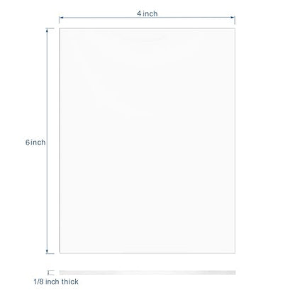 Pack of 10 Clear Acrylic Sheet 4" x 6" Cast Plexiglass Panel 1/8" Thick (3mm) Transparent Plastic Board for Sign, Craft, Display Projects, Laser Cutting, Engraving, Painting